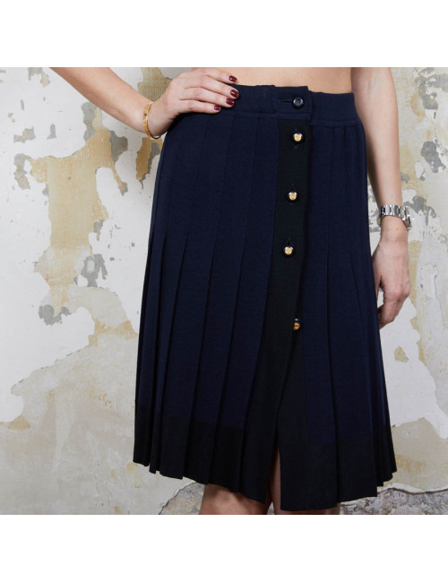 Jupe CHANEL T 36 en jersey bleu Vintage