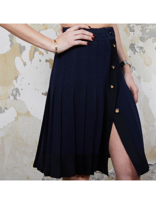 Jupe CHANEL T 36 en jersey bleu Vintage