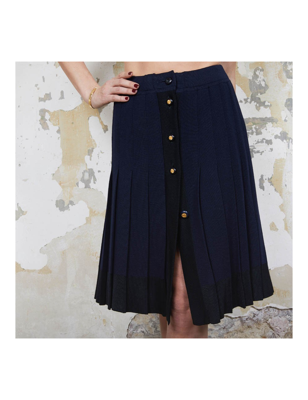 Jupe CHANEL T 36 en jersey bleu Vintage