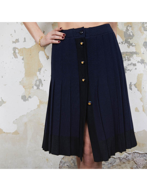 Jupe CHANEL T 36 en jersey bleu Vintage