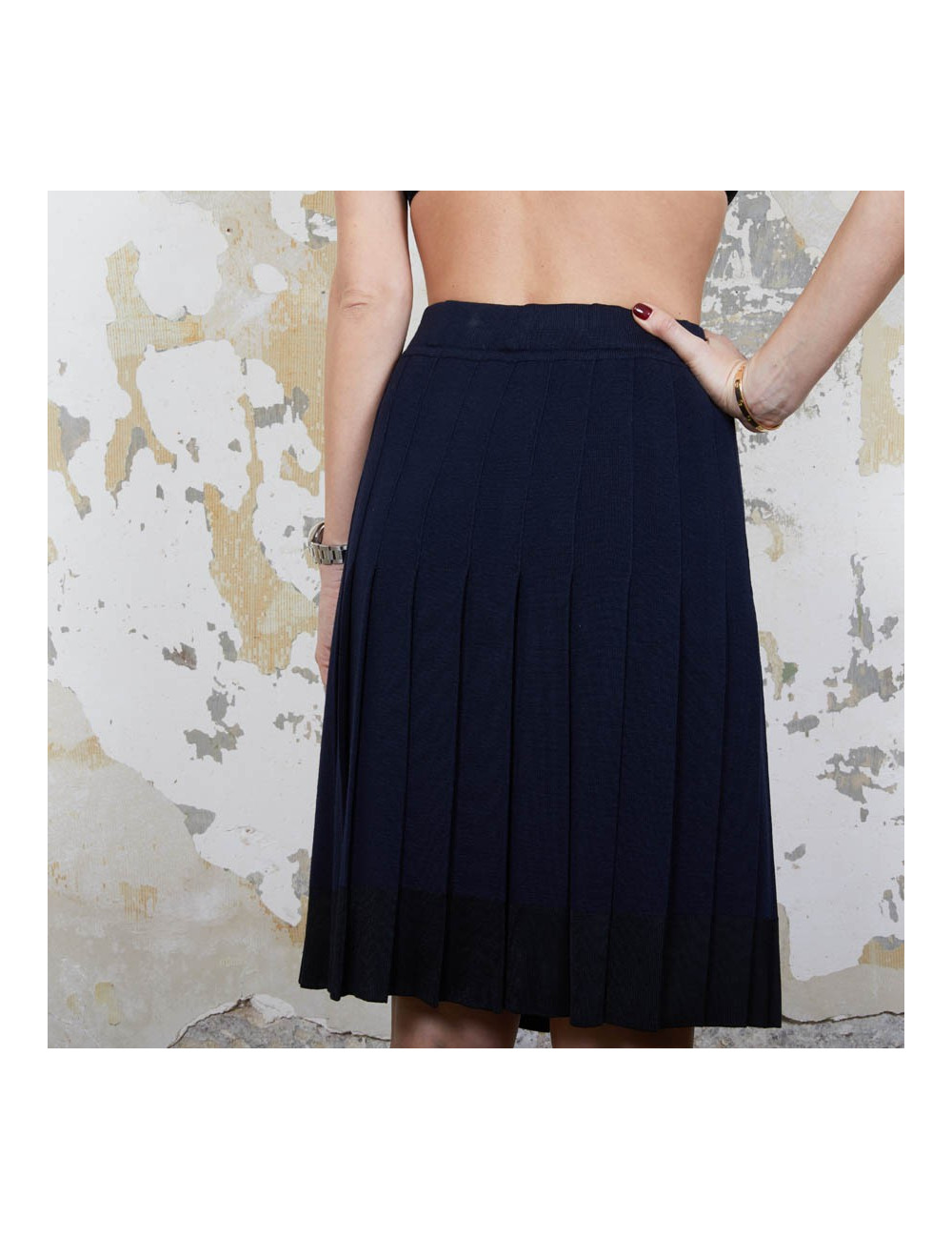 Jupe CHANEL T 36 en jersey bleu Vintage