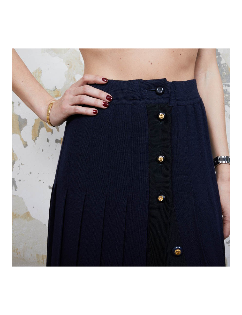 Jupe CHANEL T 36 en jersey bleu Vintage