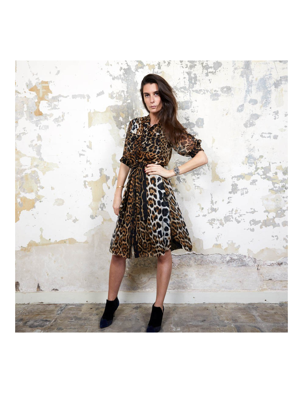 Robe YSL SAINT LAURENT T36 oie léopard