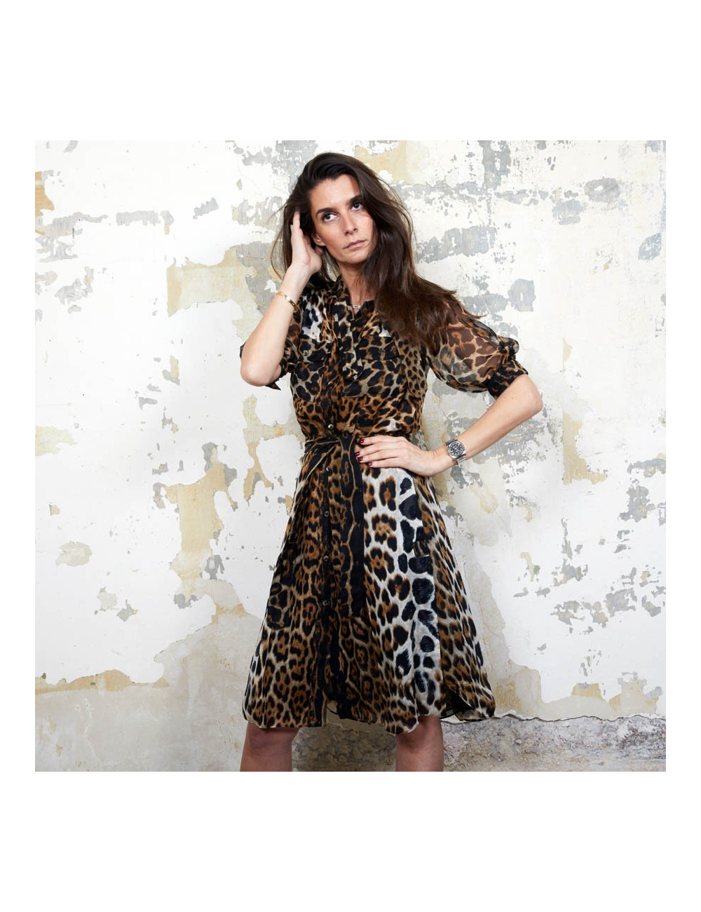 Robe YSL SAINT LAURENT T36 oie léopard