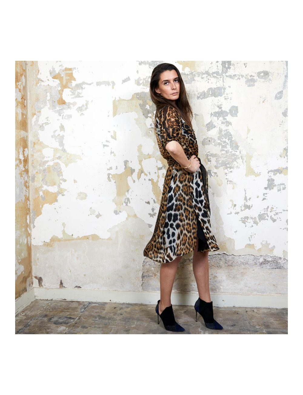 Robe YSL SAINT LAURENT T36 oie léopard