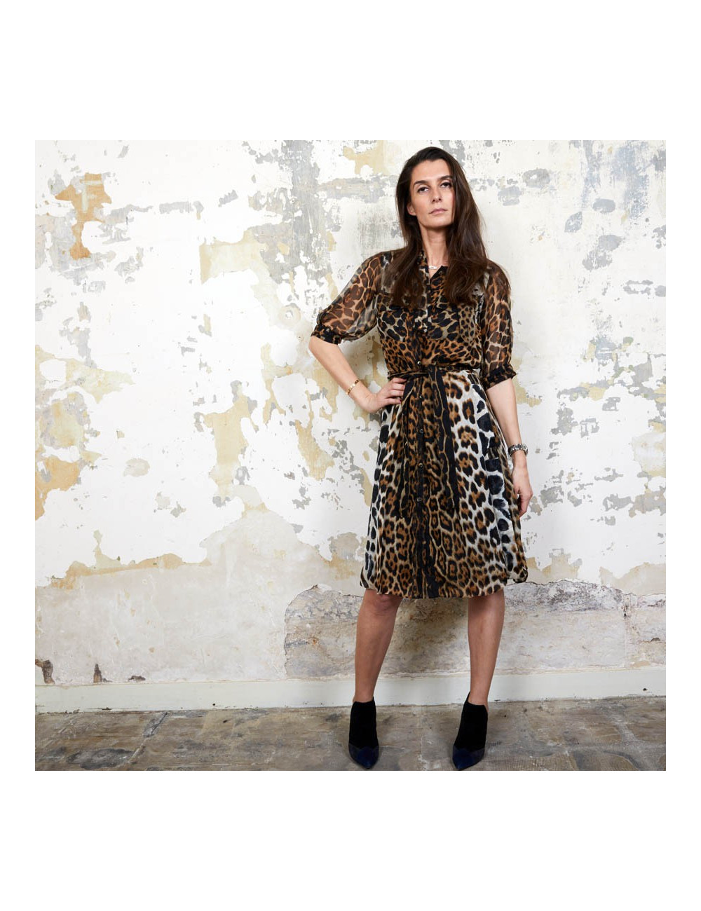 Robe YSL SAINT LAURENT T36 oie léopard