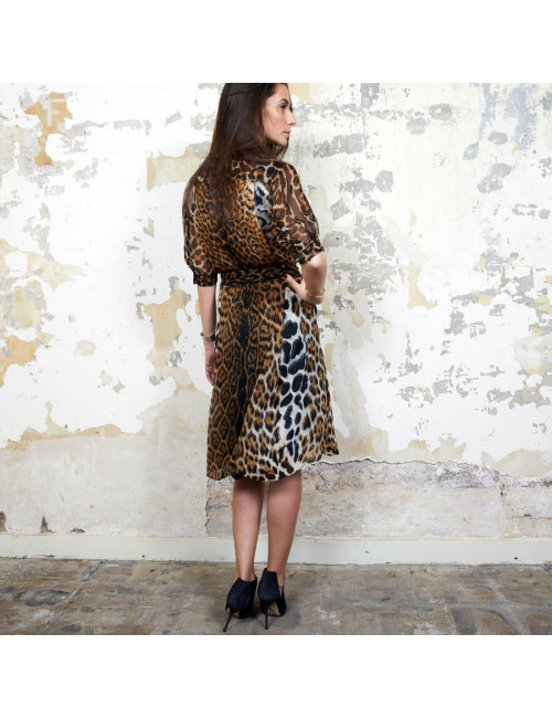 Robe YSL SAINT LAURENT T36 oie léopard