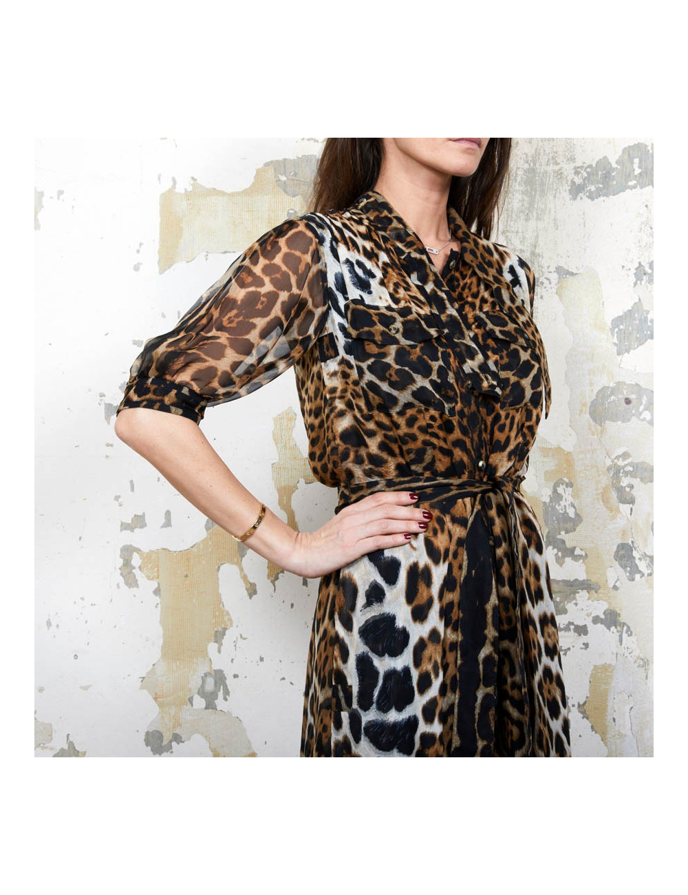 Robe YSL SAINT LAURENT T36 oie léopard