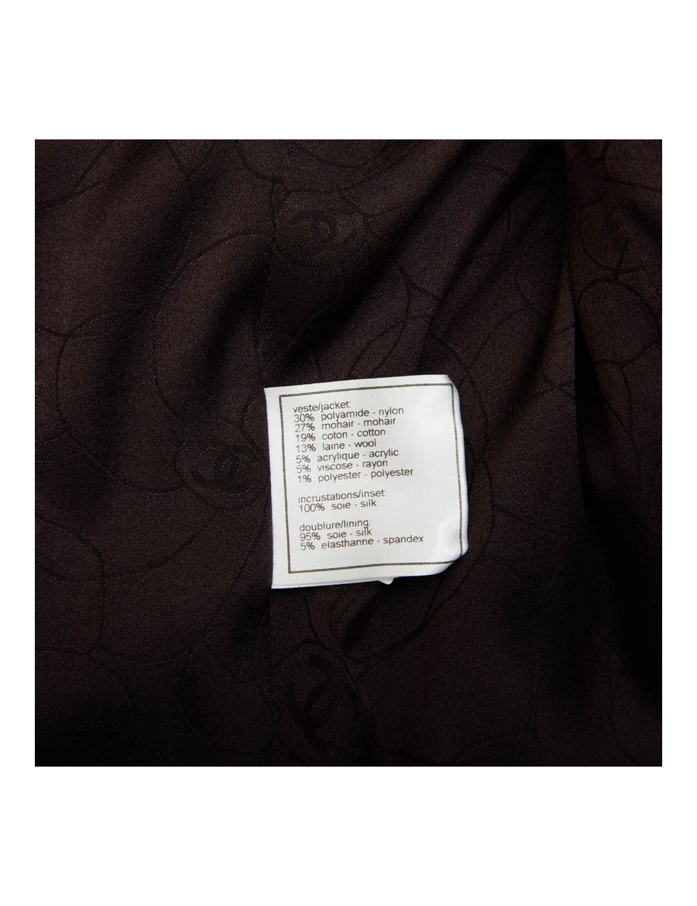 CHANEL T40 jacket in brown tweed and black shiny threads