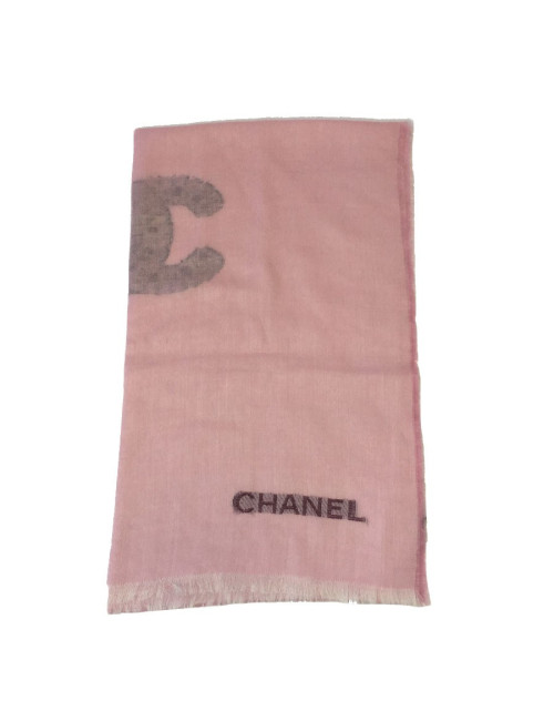 Châle CHANEL rose en cachemire et soie