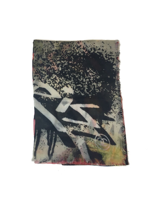 CHANEL graffiti shawl in multicolored cashmere
