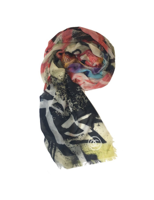 CHANEL graffiti shawl in multicolored cashmere