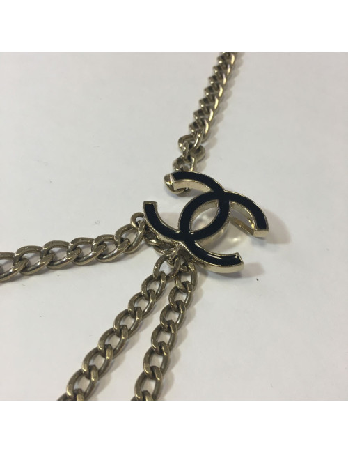 Ceinture CHANEL chaine dorée et CC noir