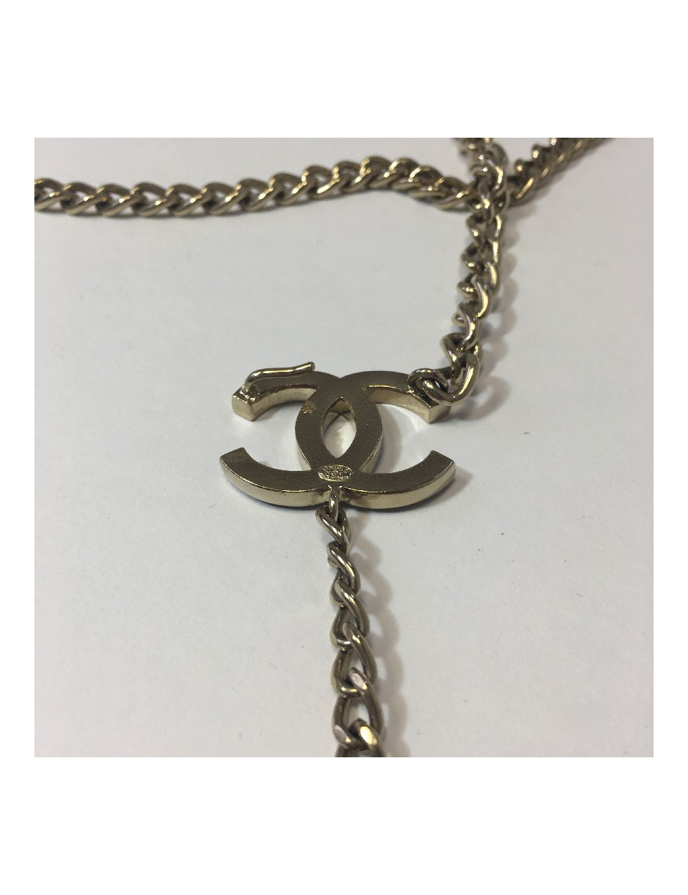 Ceinture CHANEL chaine argent et CC noir