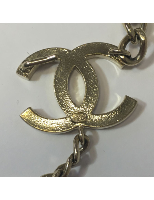 Ceinture CHANEL chaine dorée et CC noir