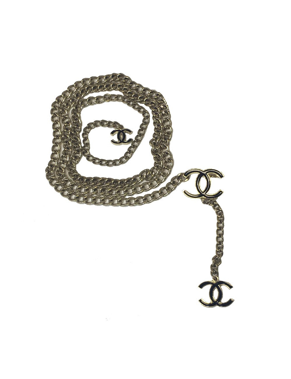 Ceinture CHANEL chaine dorée et CC noir