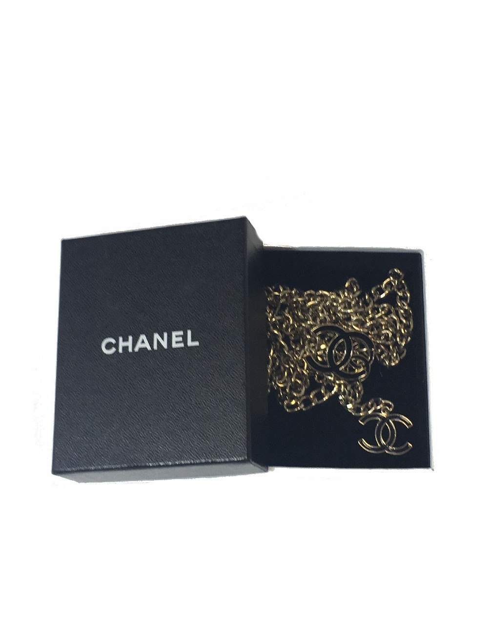 Ceinture CHANEL chaine dorée et CC noir