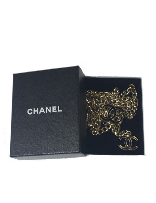 Ceinture CHANEL chaine dorée et CC noir