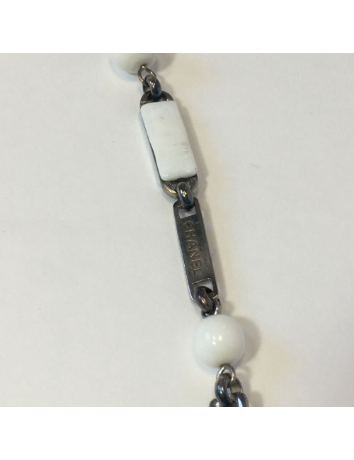CHANEL necklace belt in white and transparent molten glass