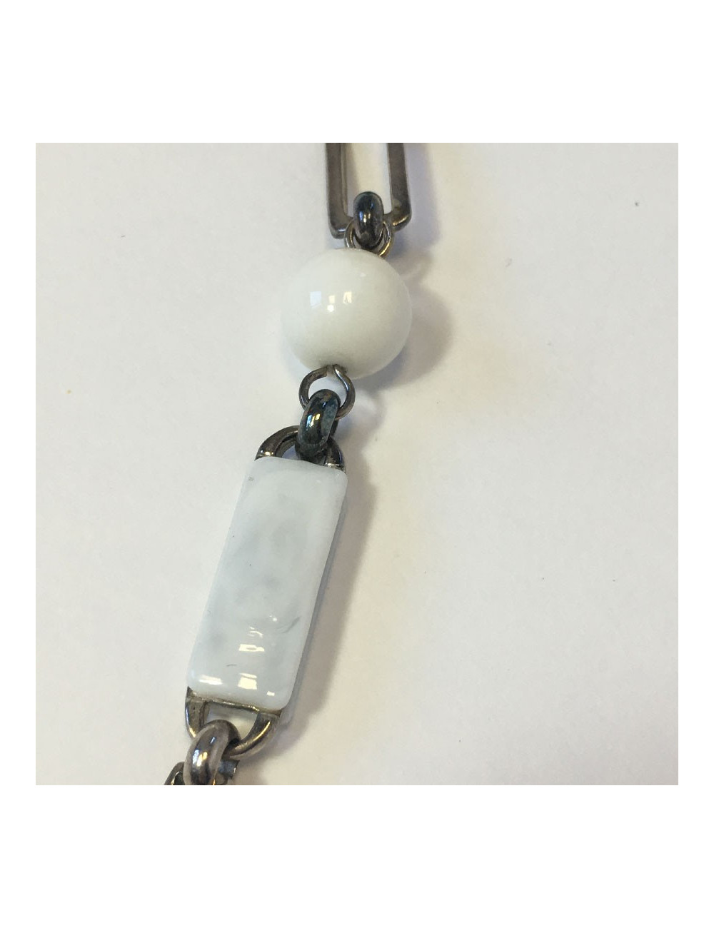 CHANEL necklace belt in white and transparent molten glass