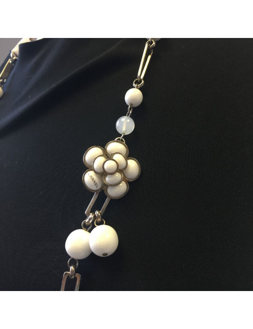 CHANEL necklace belt in white and transparent molten glass
