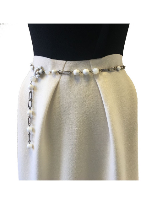 CHANEL necklace belt in white and transparent molten glass