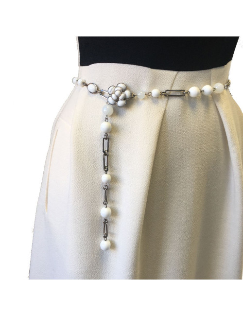 CHANEL necklace belt in white and transparent molten glass