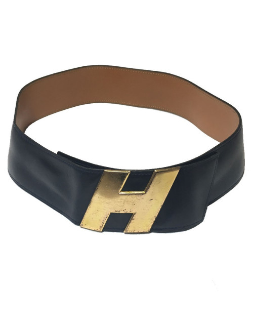 HERMES vintage belt in navy leather