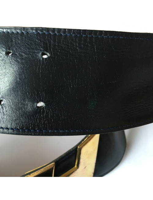 HERMES vintage belt in navy leather
