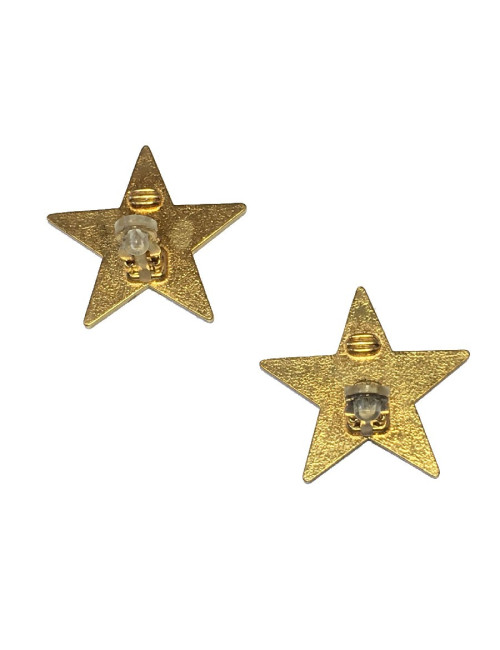 CHANEL star clip-on earrings in gilded metal and coral enamel