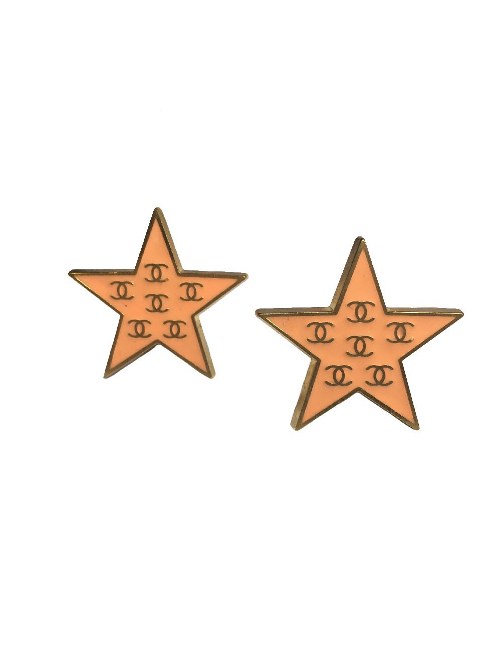 Boucles d'oreilles clips CHANEL "étoile" corail