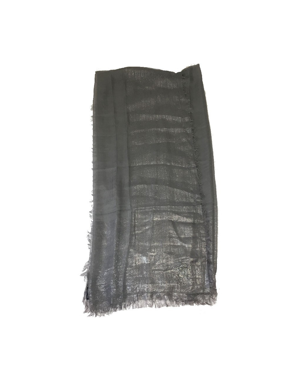 CHANEL shawl in grey modal, silk and cupro with silver threads