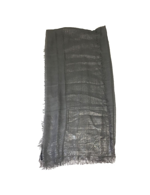 CHANEL shawl in grey modal, silk and cupro with silver threads