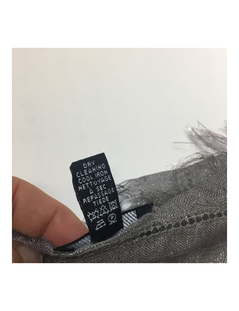 CHANEL shawl in grey modal, silk and cupro with silver threads