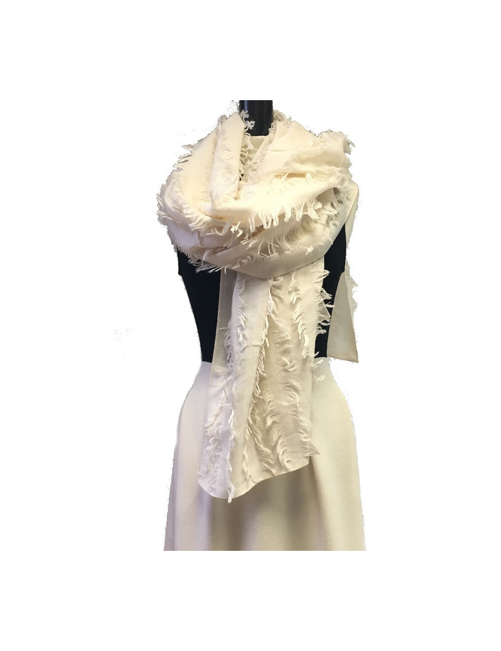  Etole CHLOE en laine et soie écru