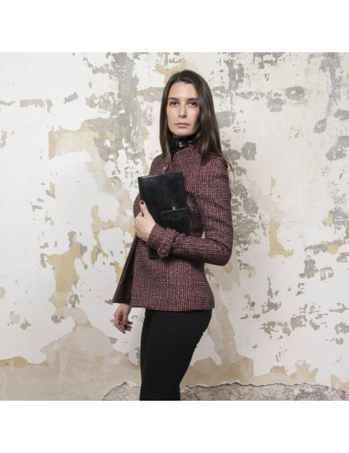 Pochette HERMES cuir lisse noir vintage