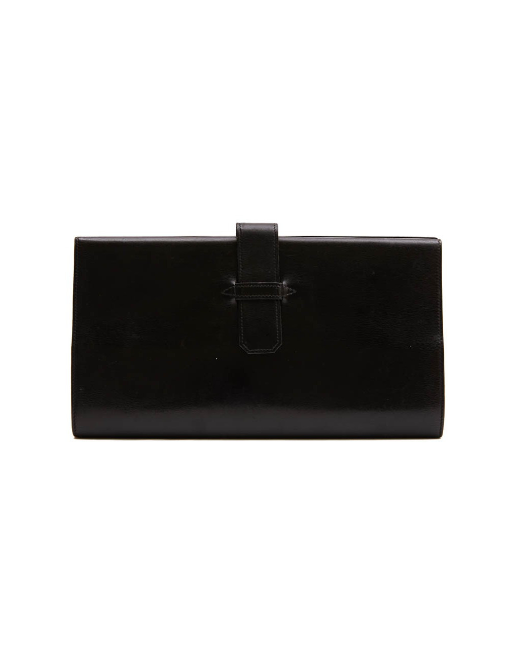 Pochette HERMES cuir lisse noir vintage