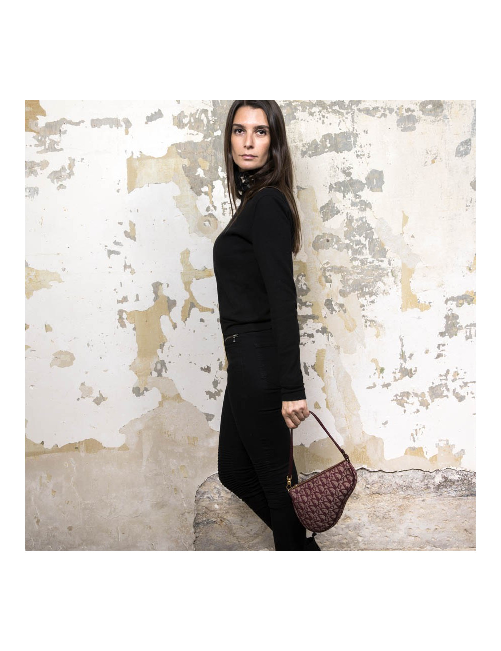 Sac "selle" CHRISTIAN DIOR monogram bordeaux