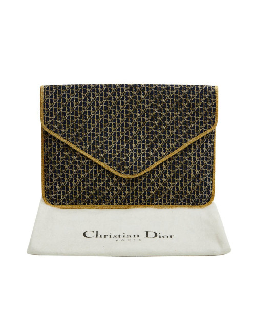 Pochette CHRISTIAN DIOR monogram doré et bleu marine
