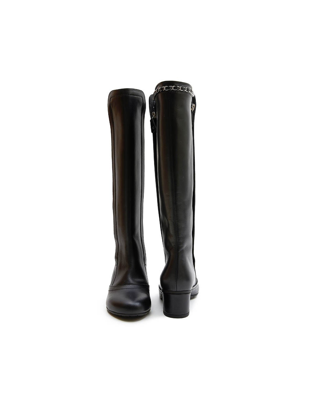 Bottes T 37 CHANEL cuir d'agneau lisse noir