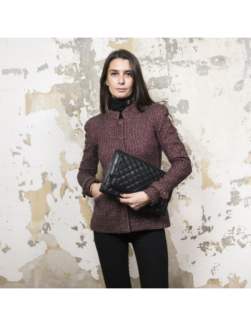 Pochette CHANEL vintage cuir matelassé noir
