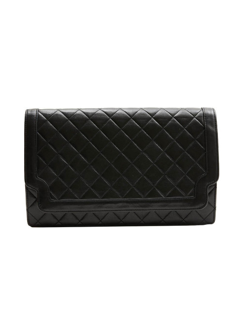 Pochette CHANEL vintage cuir matelassé noir