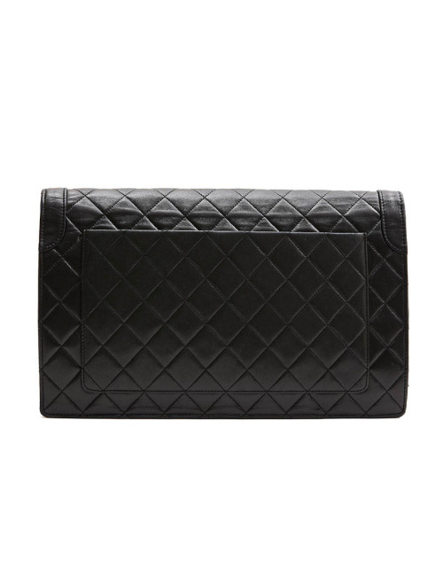 Pochette CHANEL vintage cuir matelassé noir