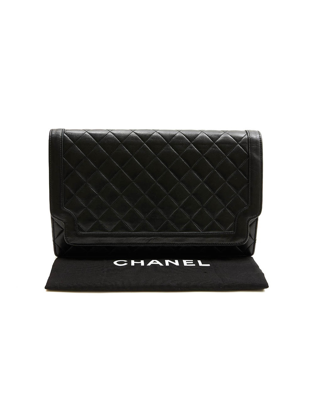Pochette CHANEL vintage cuir matelassé noir