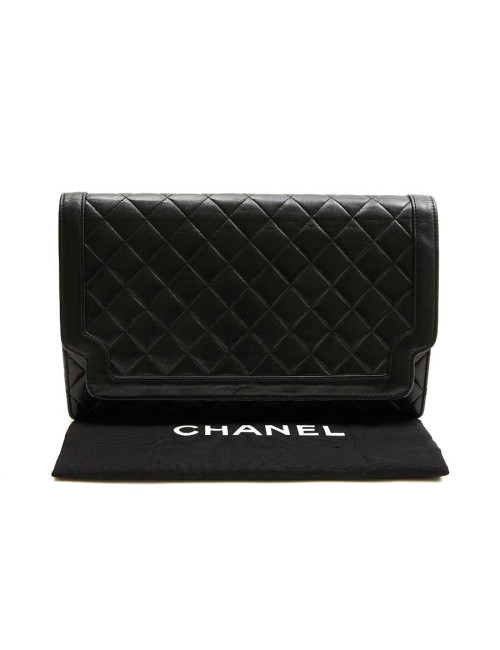 Pochette CHANEL vintage cuir matelassé noir