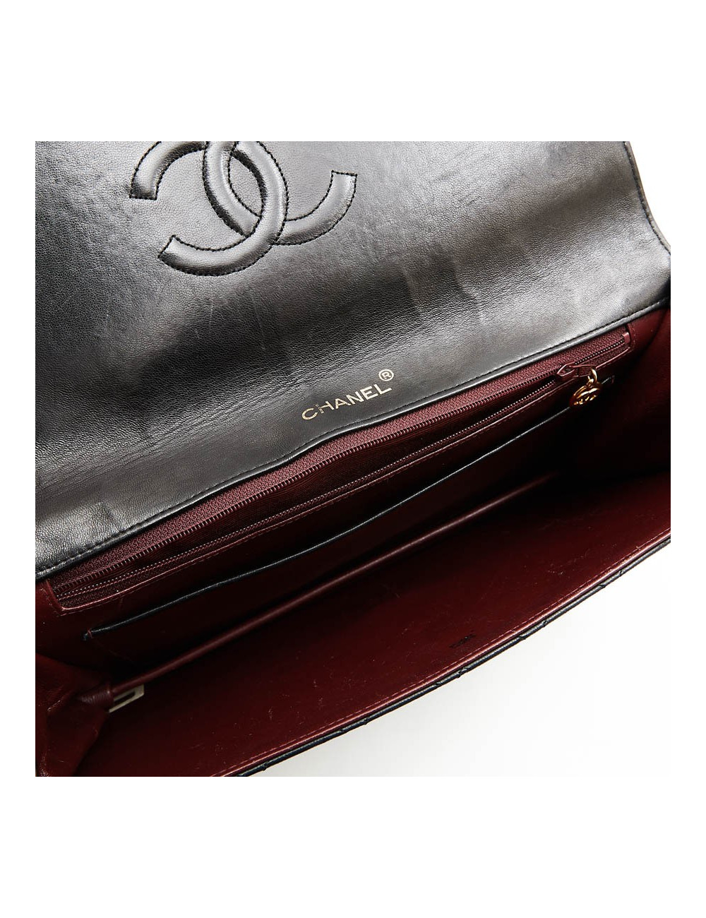Pochette CHANEL vintage cuir matelassé noir