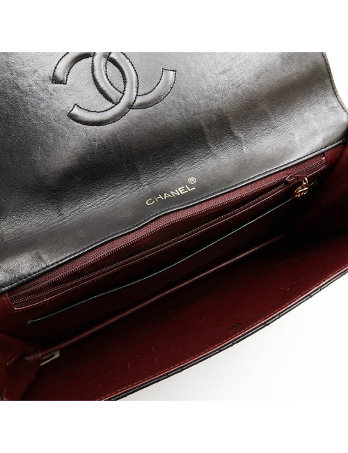 Pochette CHANEL vintage cuir matelassé noir