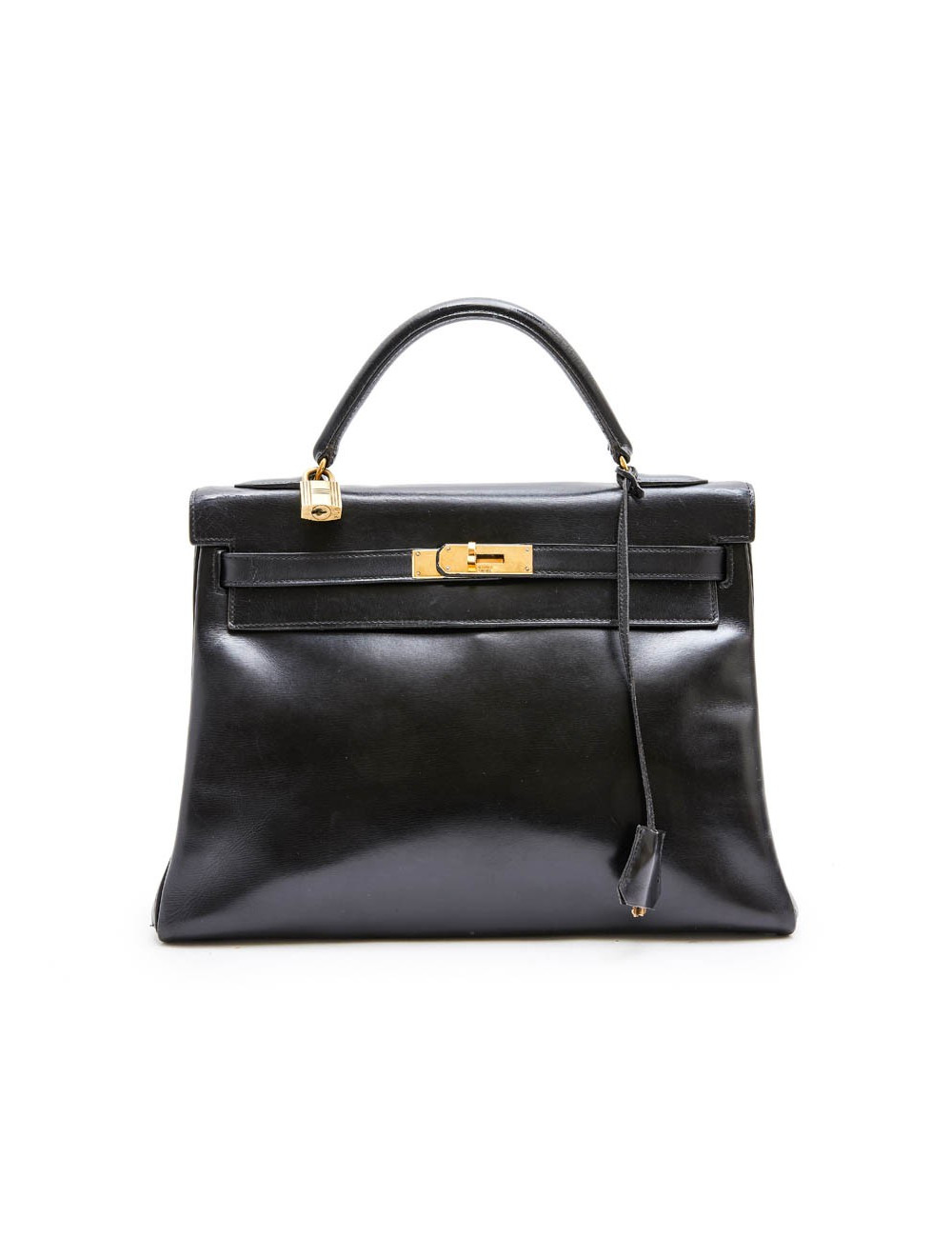 Sac Kelly 32 HERMES vintage cuir box noir