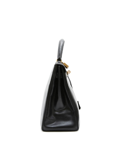 HERMES vintage 'Kelly 32' bag in black box leather