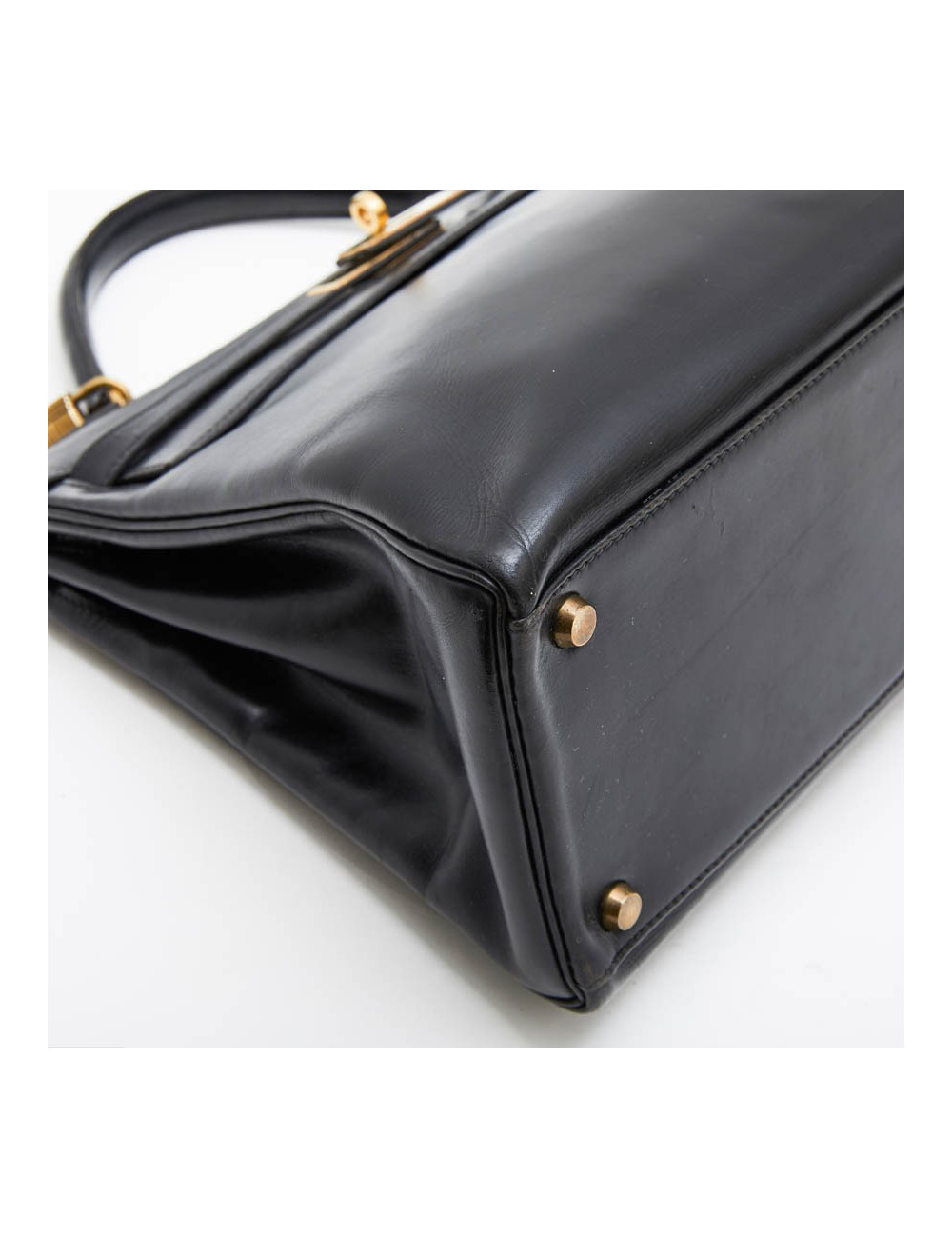 HERMES vintage 'Kelly 32' bag in black box leather
